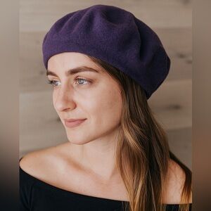 💜 Vintage Purple Wool Beret - o/s